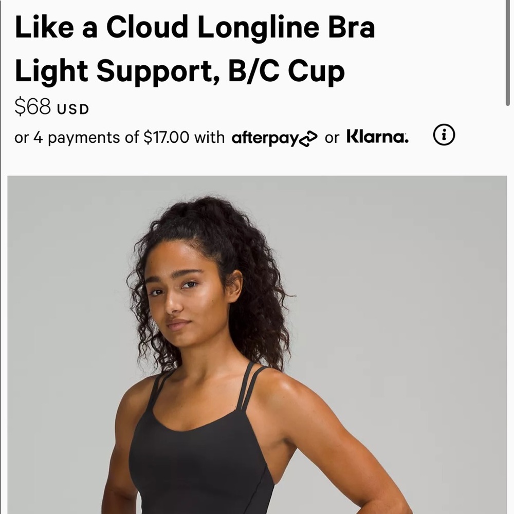 Lululemon like a cloud long line bra